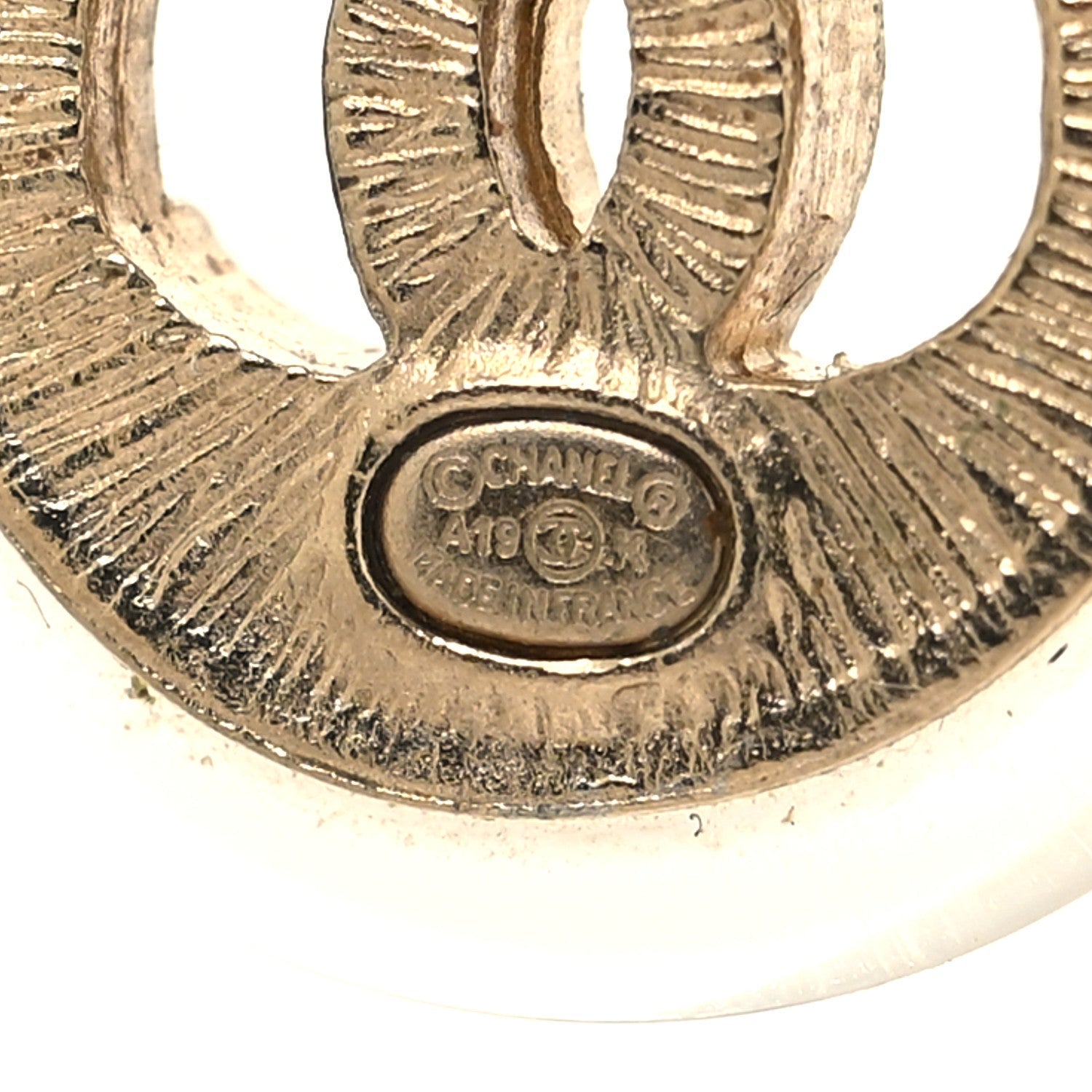 Resin Crystal CC Button Earrings Gold