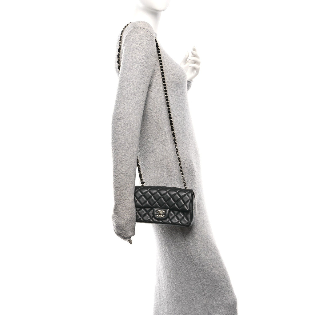Chanel Lambskin Quilted Mini Rectangular Flap Black