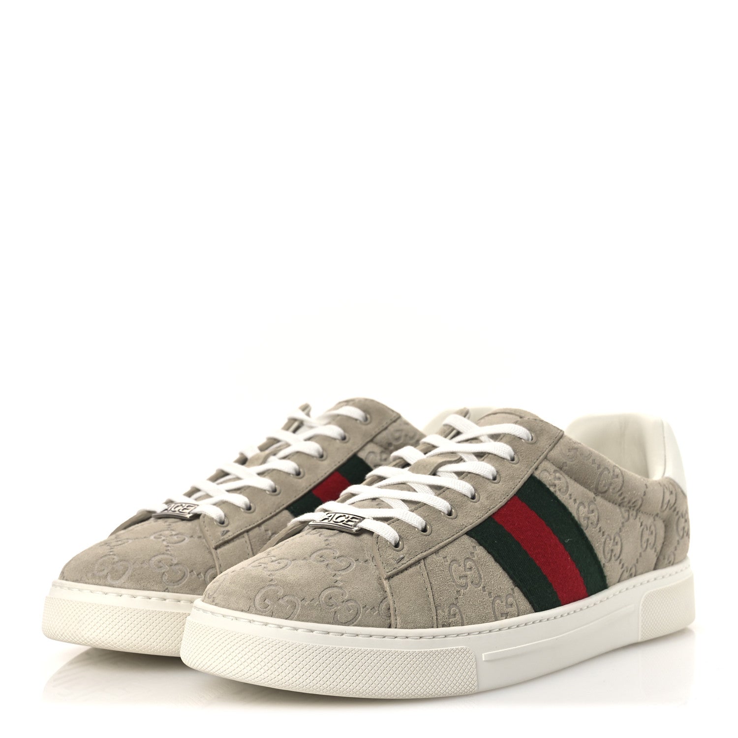 Gucci Suede Web Mens Ace Sneakers 8.5 Oatmeal