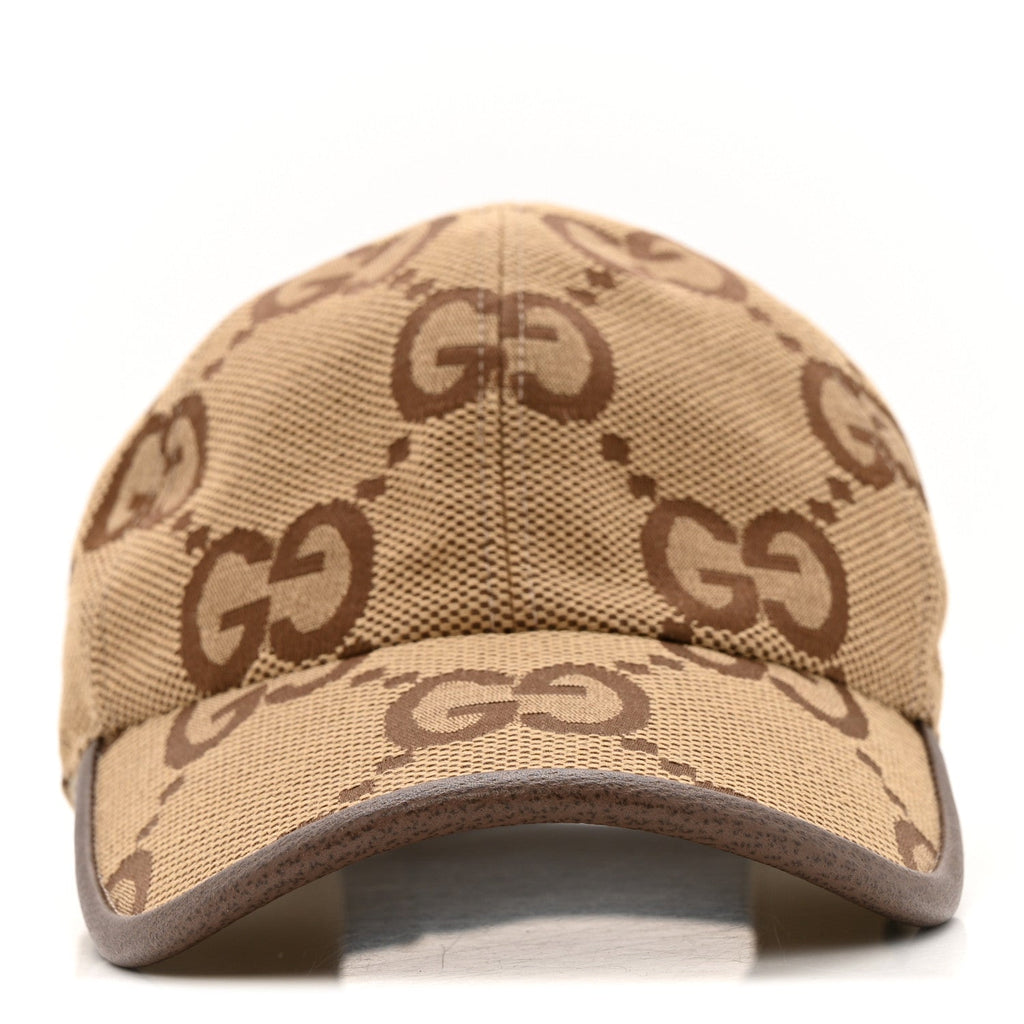 Gucci Monogram Jumbo GG Baseball Hat XS Camel Ebony