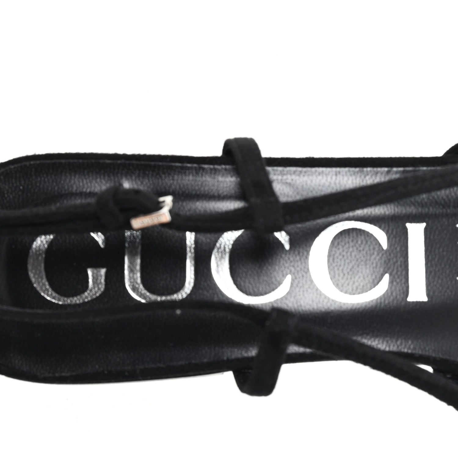 Gucci Suede Mesh Crystal GG Monogram Slingback Ballet Flats 39 Black