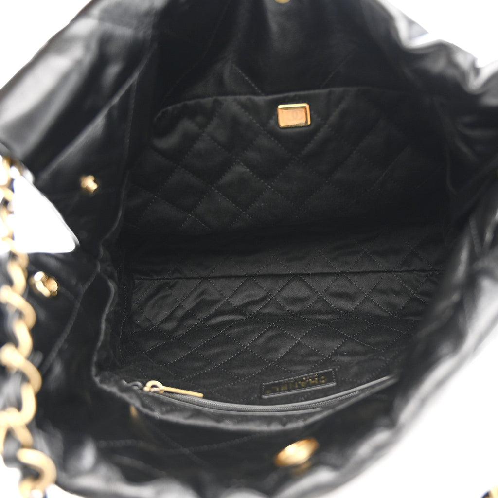 Chanel Shiny Calfskin Quilted Small Chanel 22 Black
