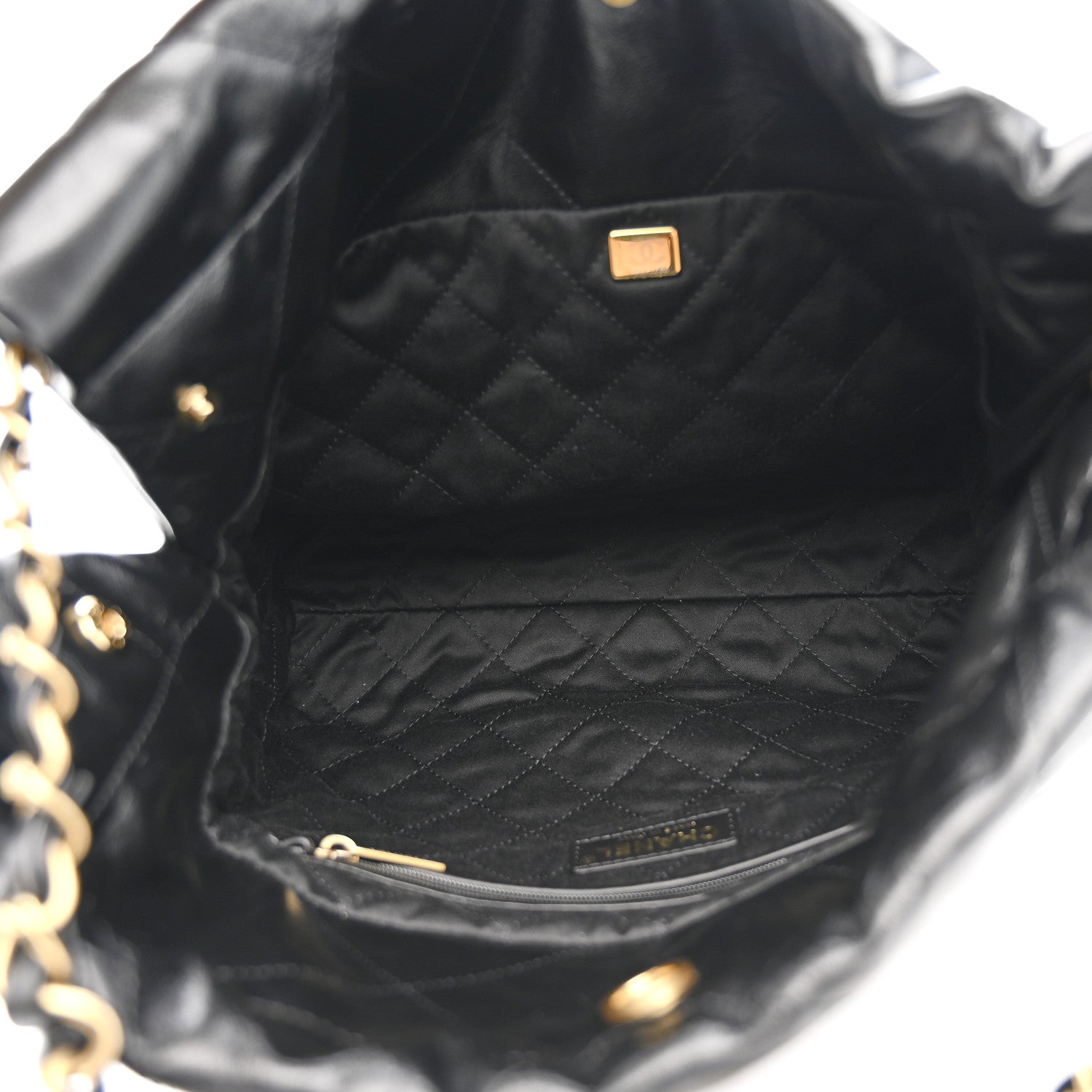 Chanel Shiny Calfskin Quilted Small Chanel 22 Black