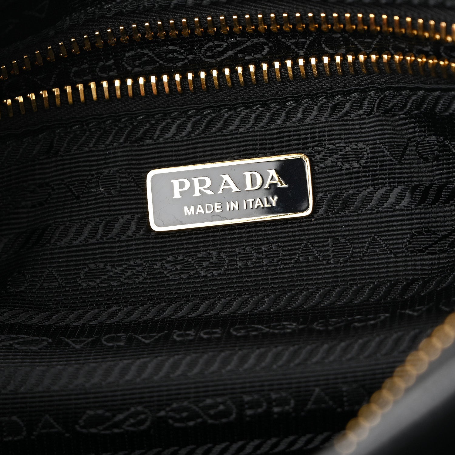 Prada Glossy Calfskin Triangle Medium Bonnie Shoulder Bag Black