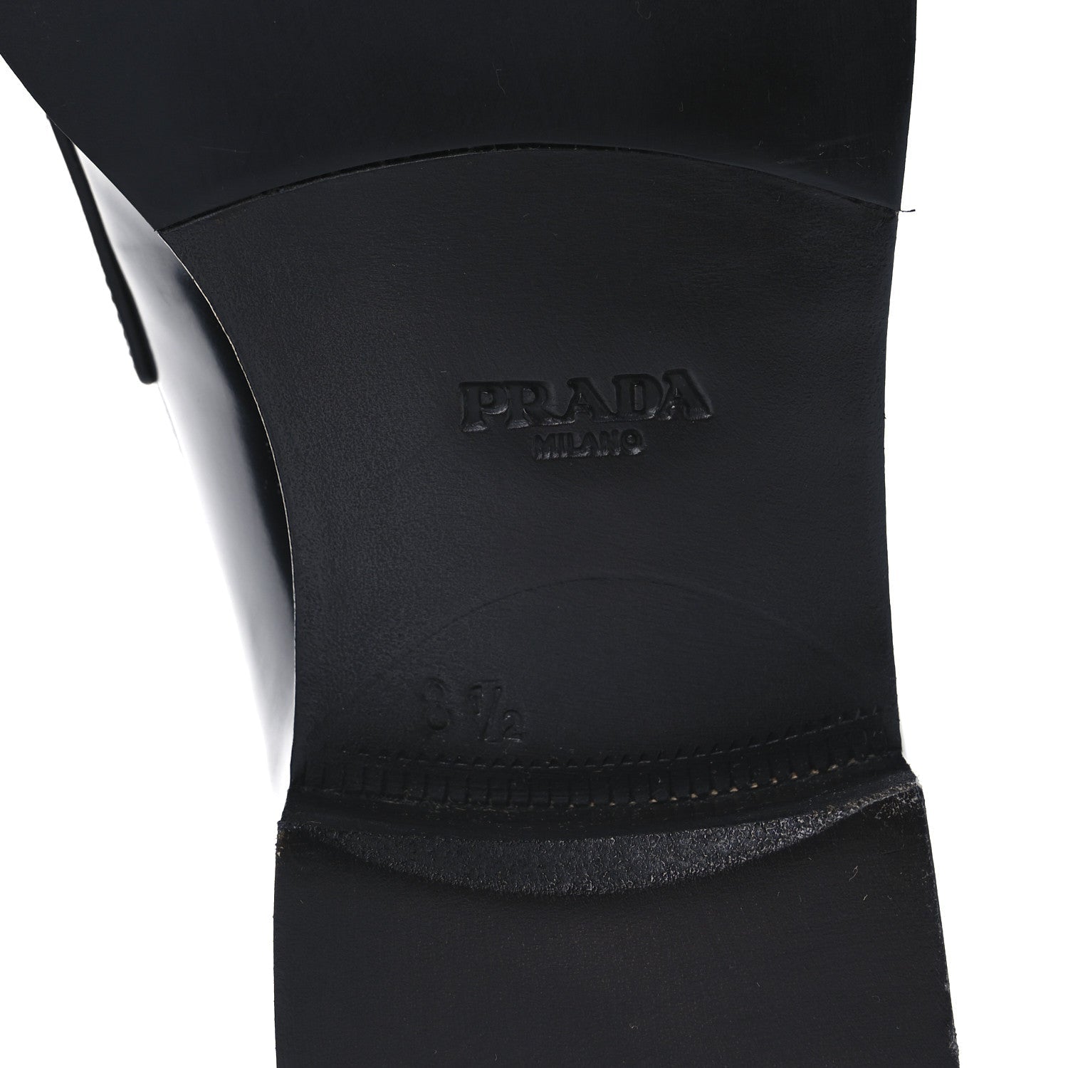Prada Spazzolato Fume Metal Triangle Logo Mens Loafers 8.5 Black