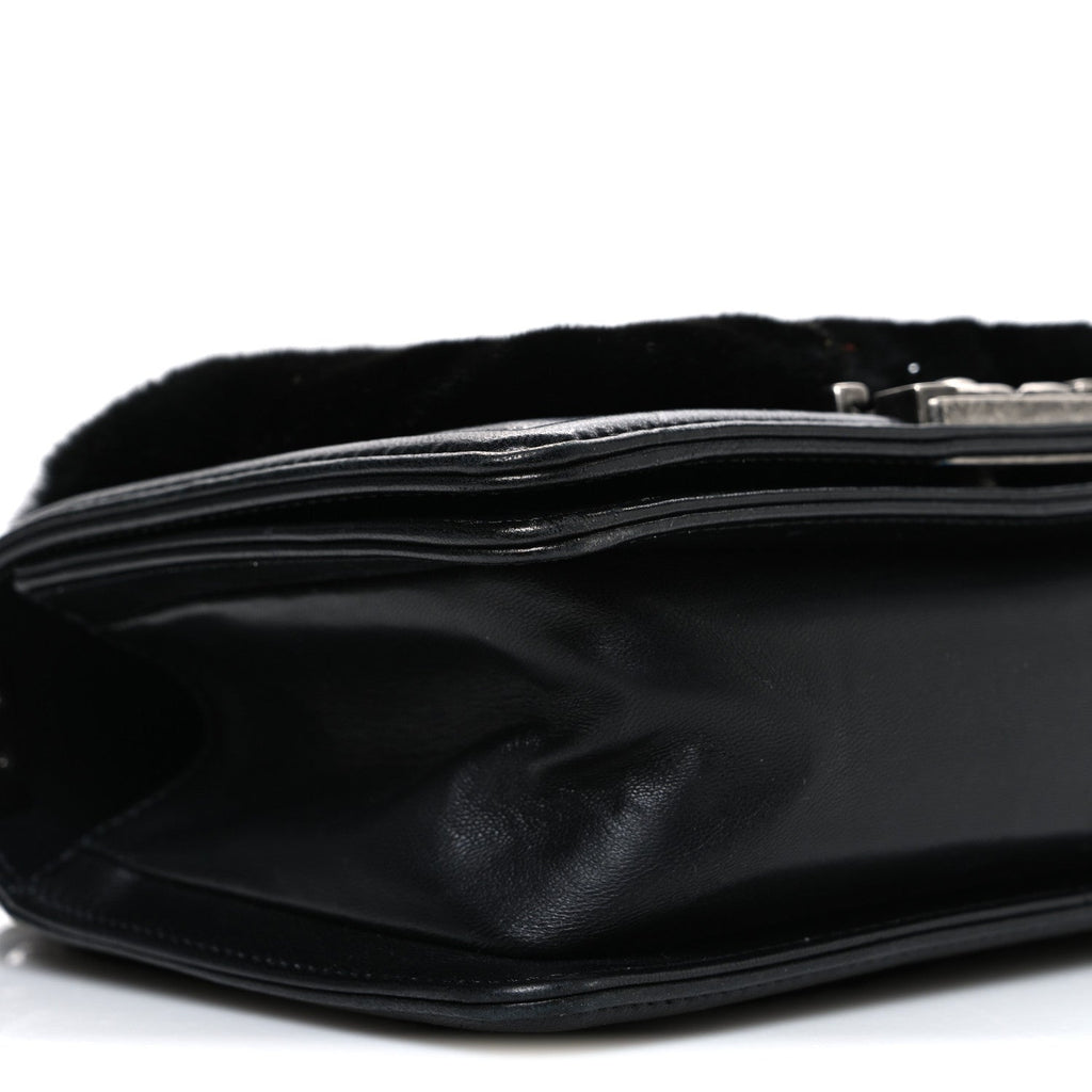 Chanel Orylag Rabbit Fur Calfskin Small Boy Flap Black