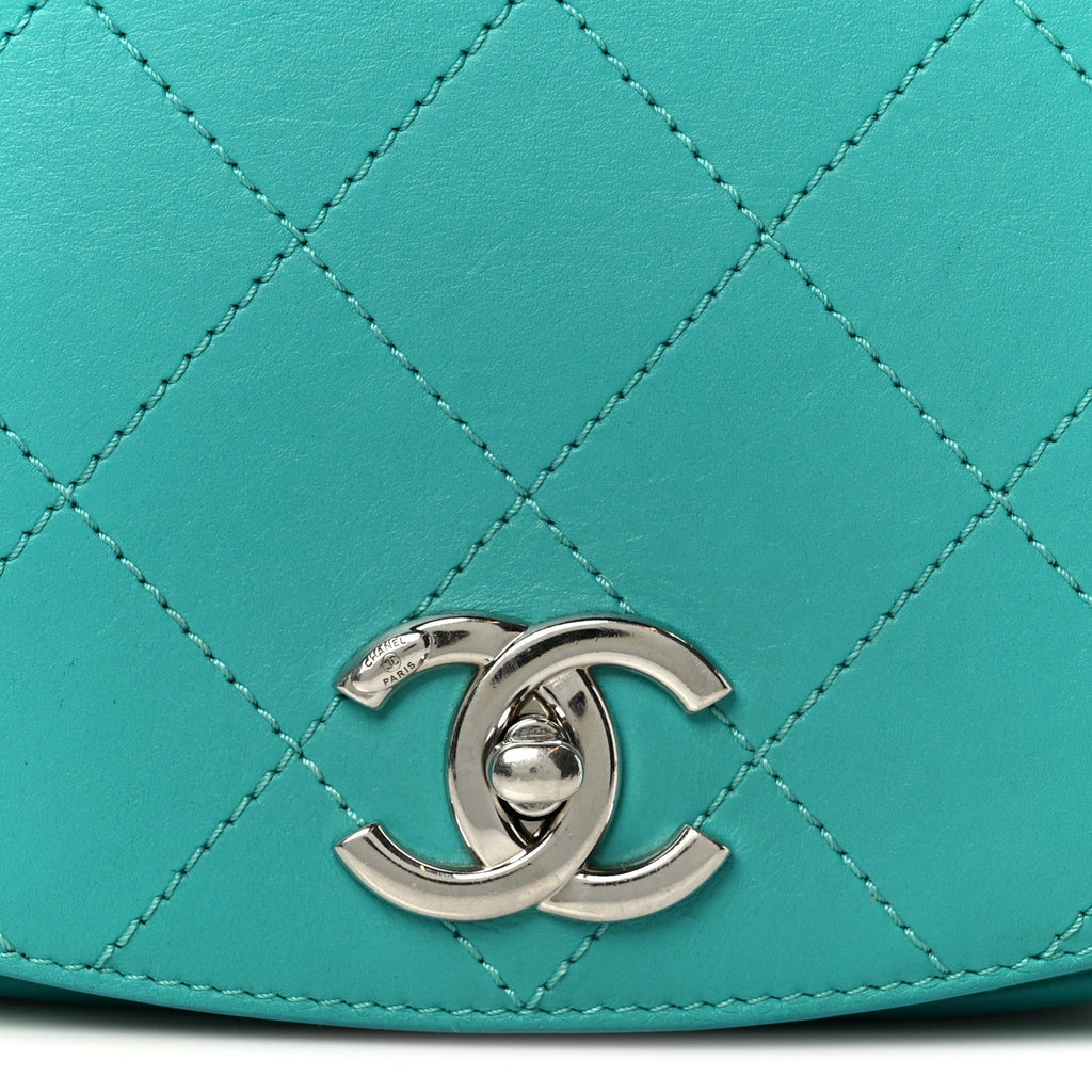 Chanel Calfskin Stitched Small Ring My Bag Flap Crossbody Turquoise