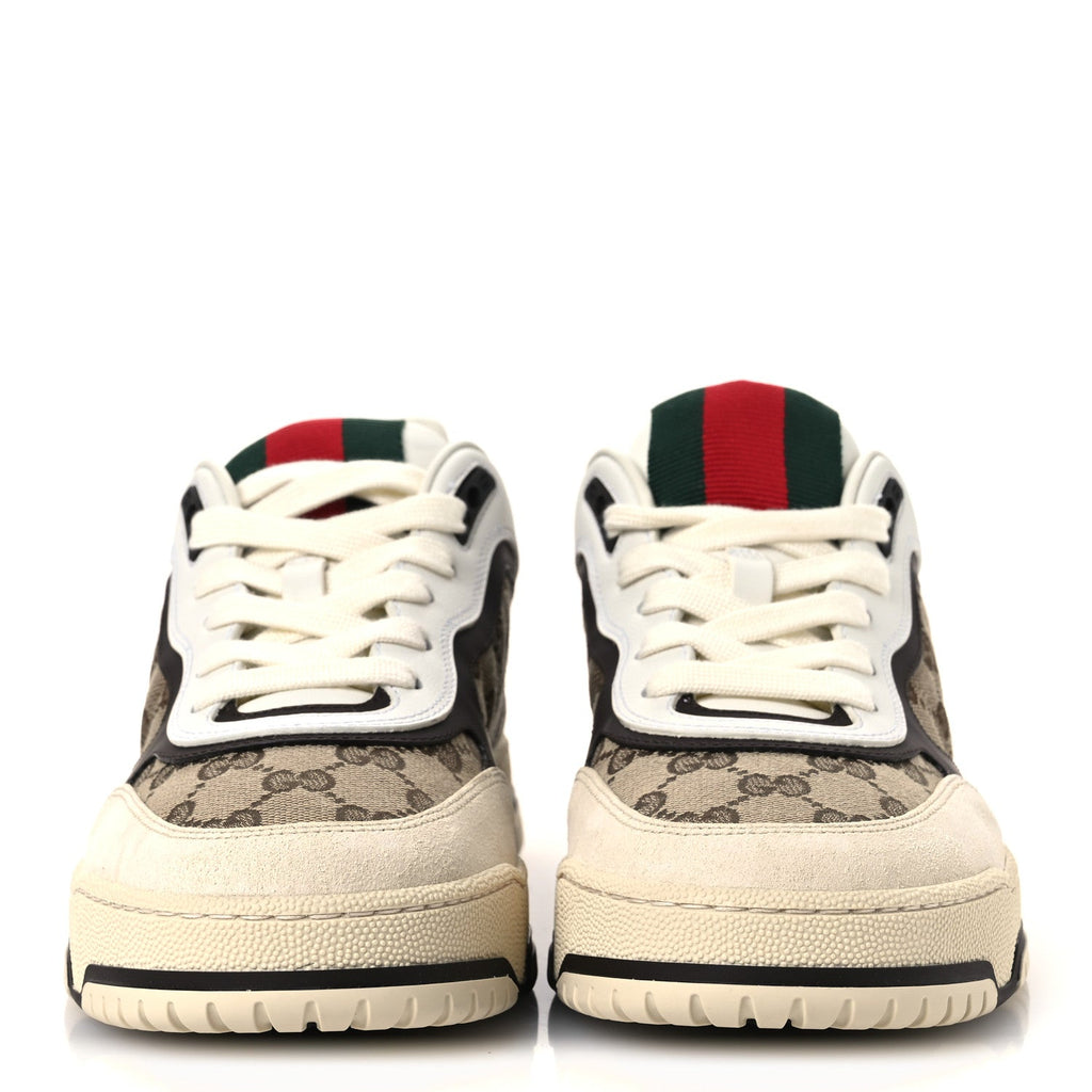 Gucci Monogram Suede Re-Web Sneakers 6 Ivory Beige Ebony
