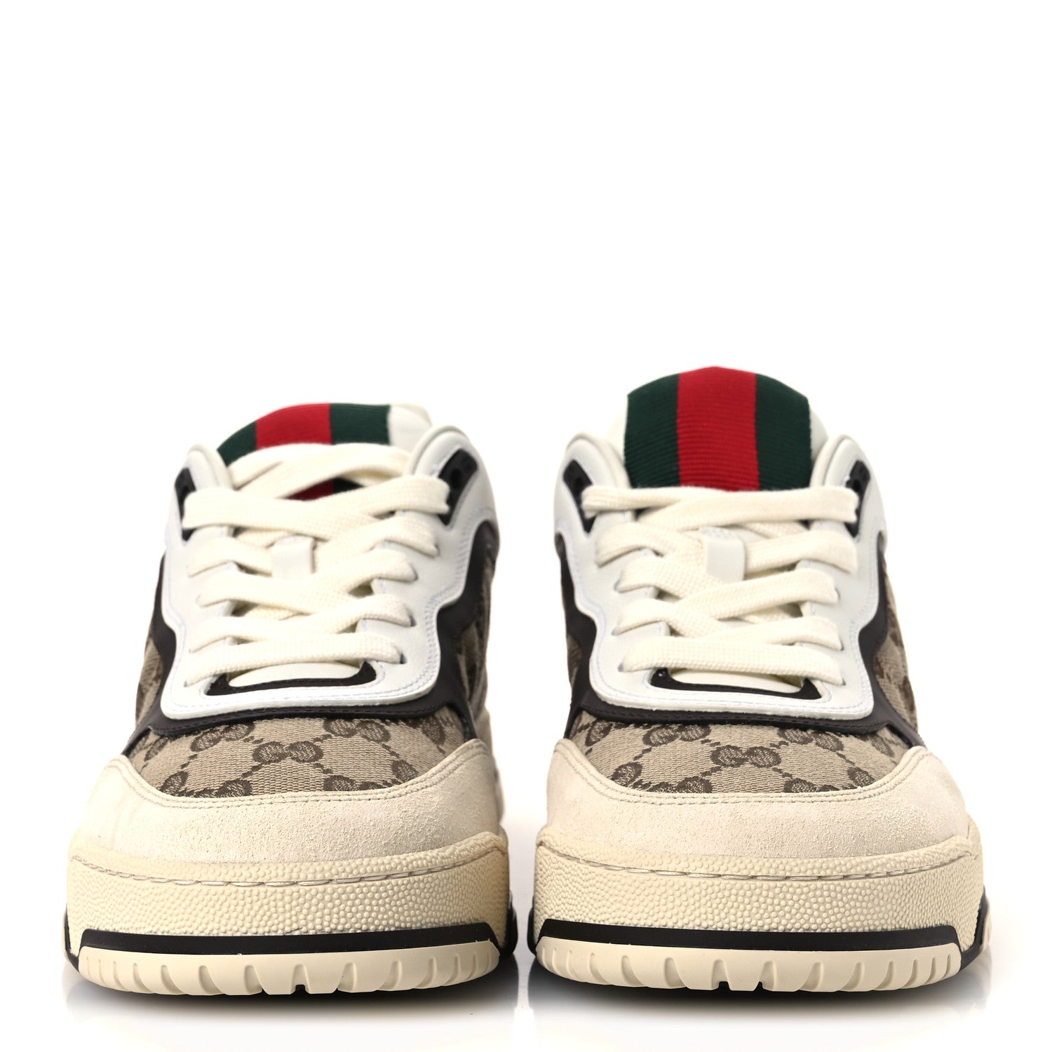 Gucci Monogram Suede Re-Web Sneakers 6 Ivory Beige Ebony