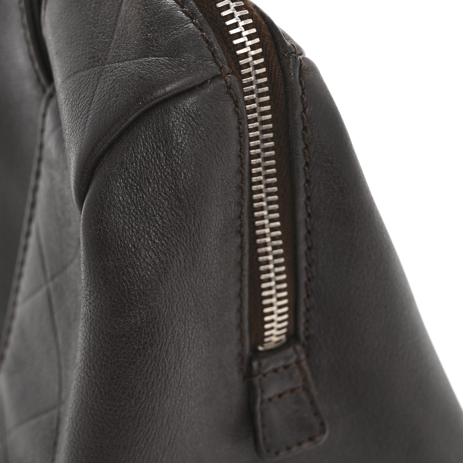 Chanel Calfskin Chevron CC All Day Long Boston Brown