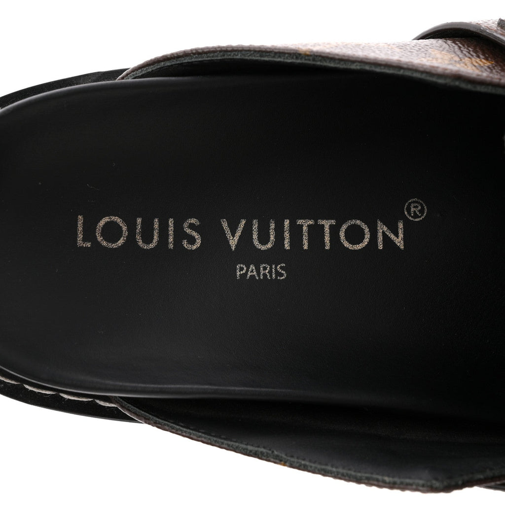 Louis Vuitton Patent Monogram Womens Cosy Flat Comfort Clog Mules 38 Brown