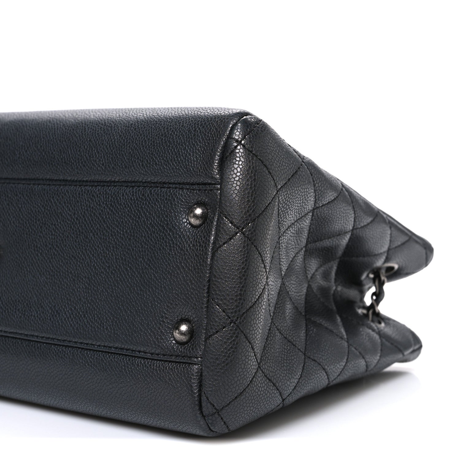 Chanel Metallic Grained Calfskin Medium Woven Chain Shopping Bag Black