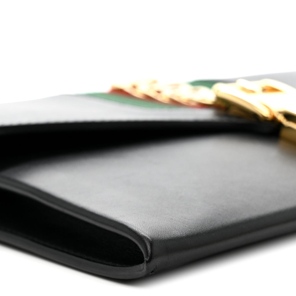 Gucci Calfskin Small Sylvie Wristlet Clutch Black