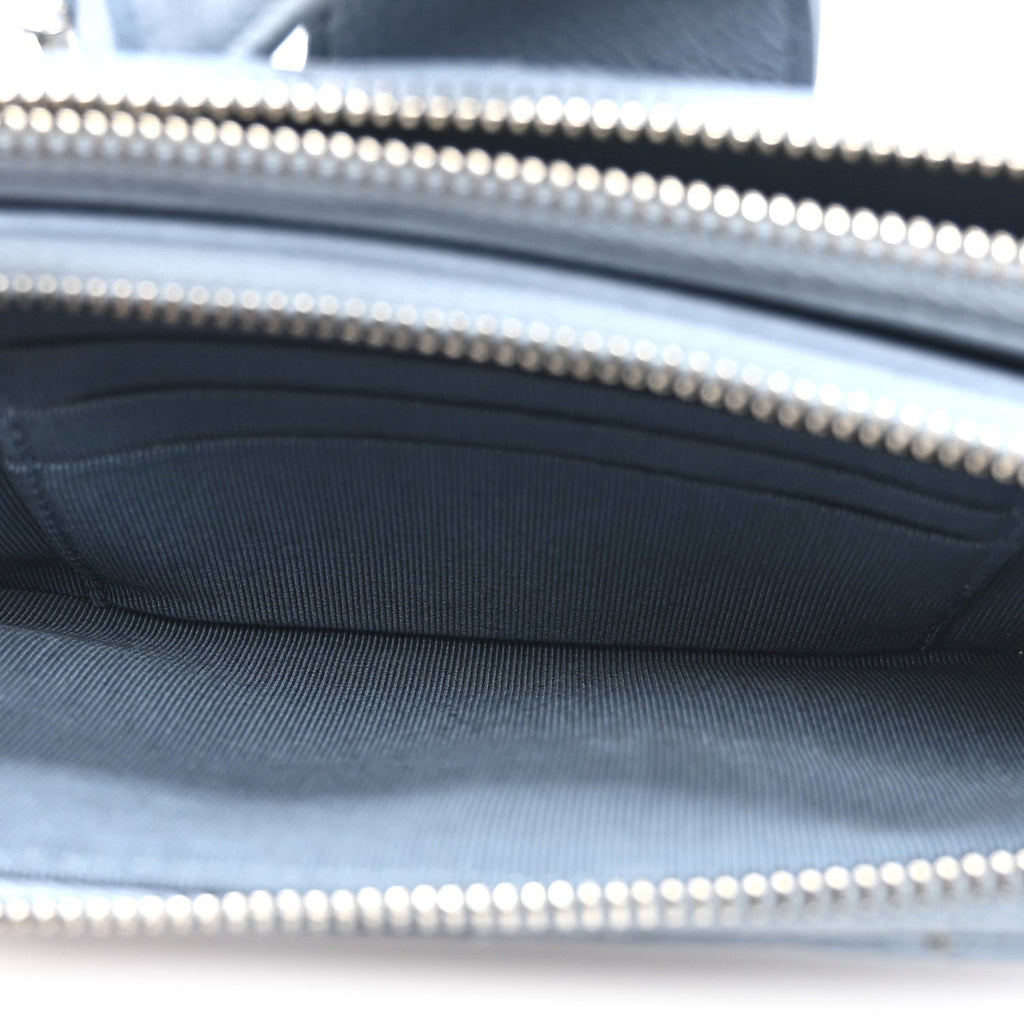 Chanel Caviar Quilted CC Box Clutch With Chain Blue