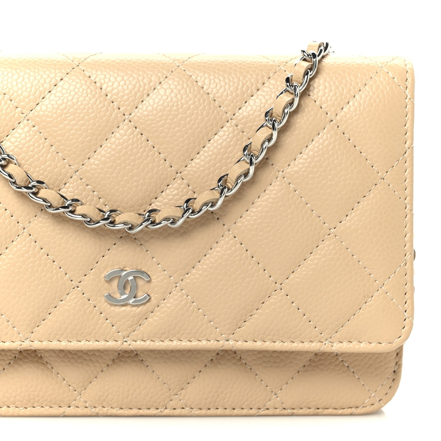 Chanel Caviar Quilted Wallet on Chain WOC Beige