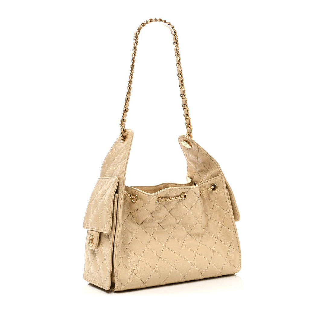 Chanel Caviar Quilted Small Chanel 25 Handbag Light Beige