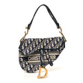 Christian Dior Oblique Embroidered Saddle Bag Blue