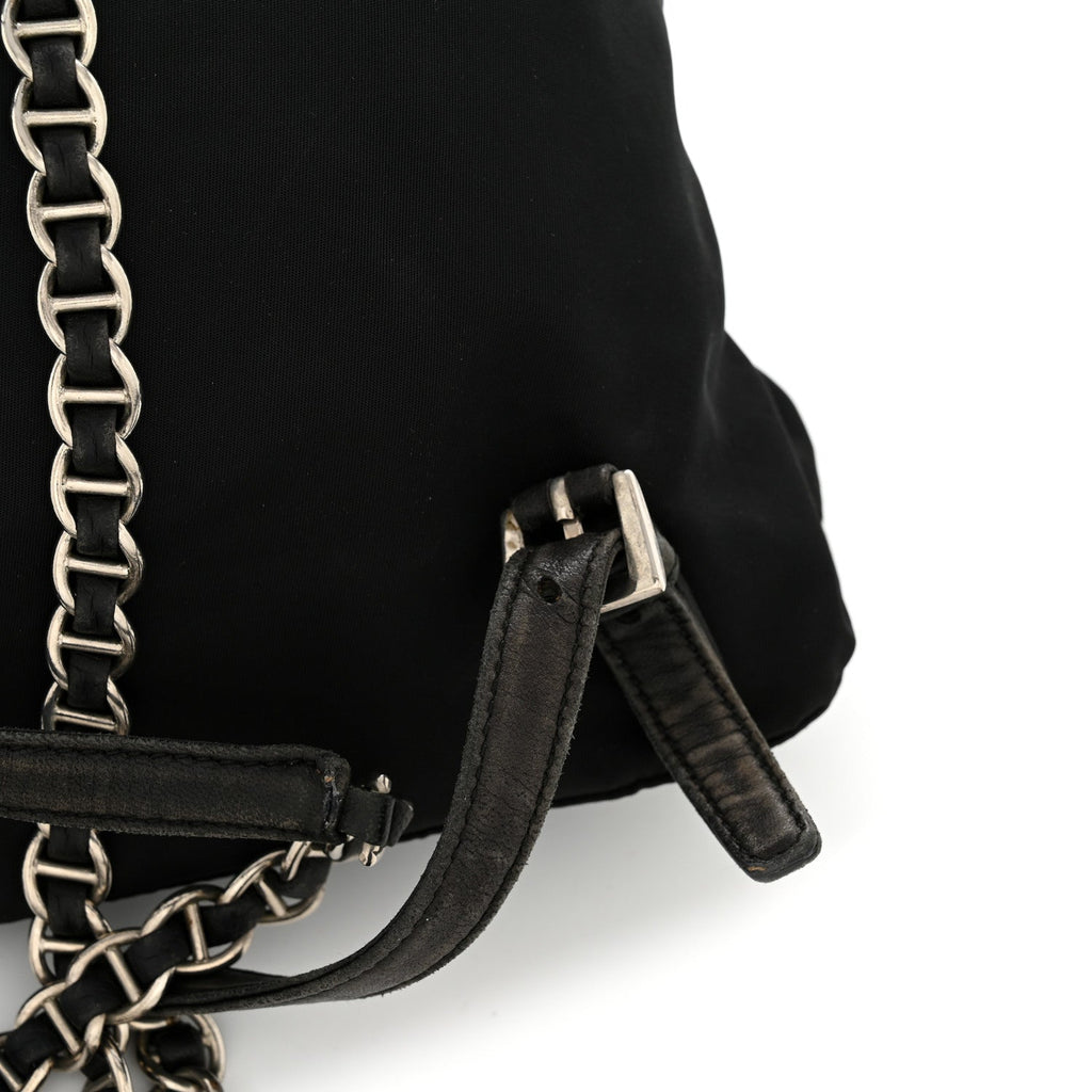 Prada Tessuto Nylon Vela Chain Backpack Black