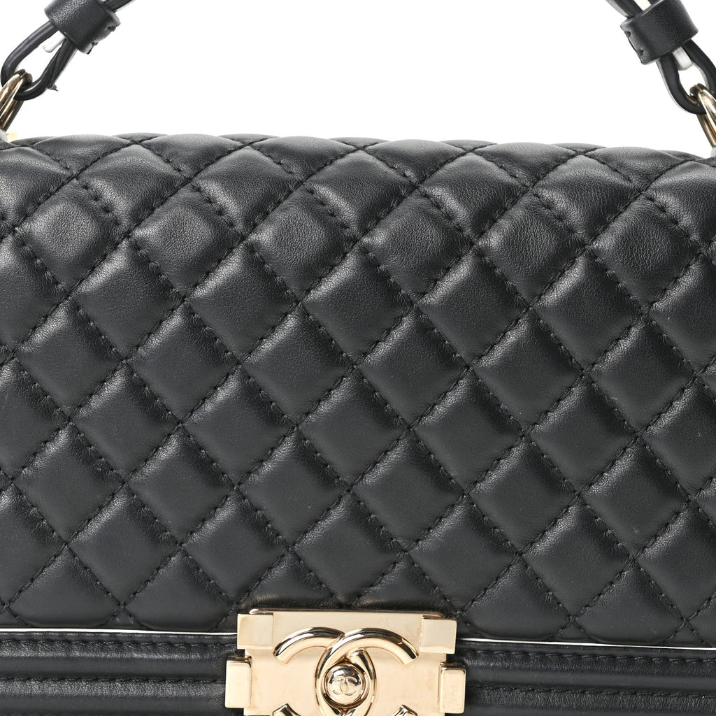 Chanel Calfskin Quilted Medium Boy Top Handle Flap Black
