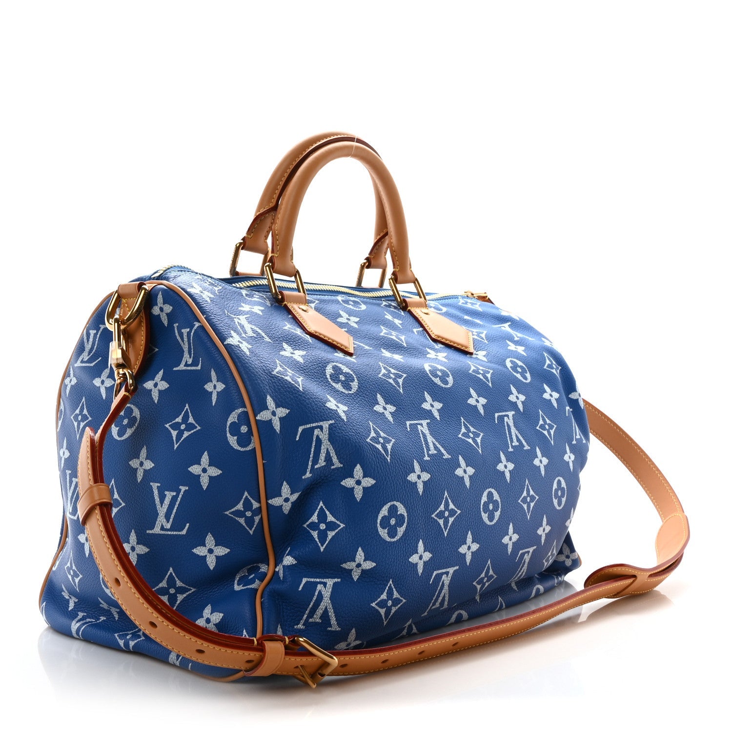 Louis Vuitton Calfskin Monogram Speedy P9 Bandouliere 40 Blue