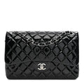 Chanel Patent Quilted Jumbo Double Flap Black