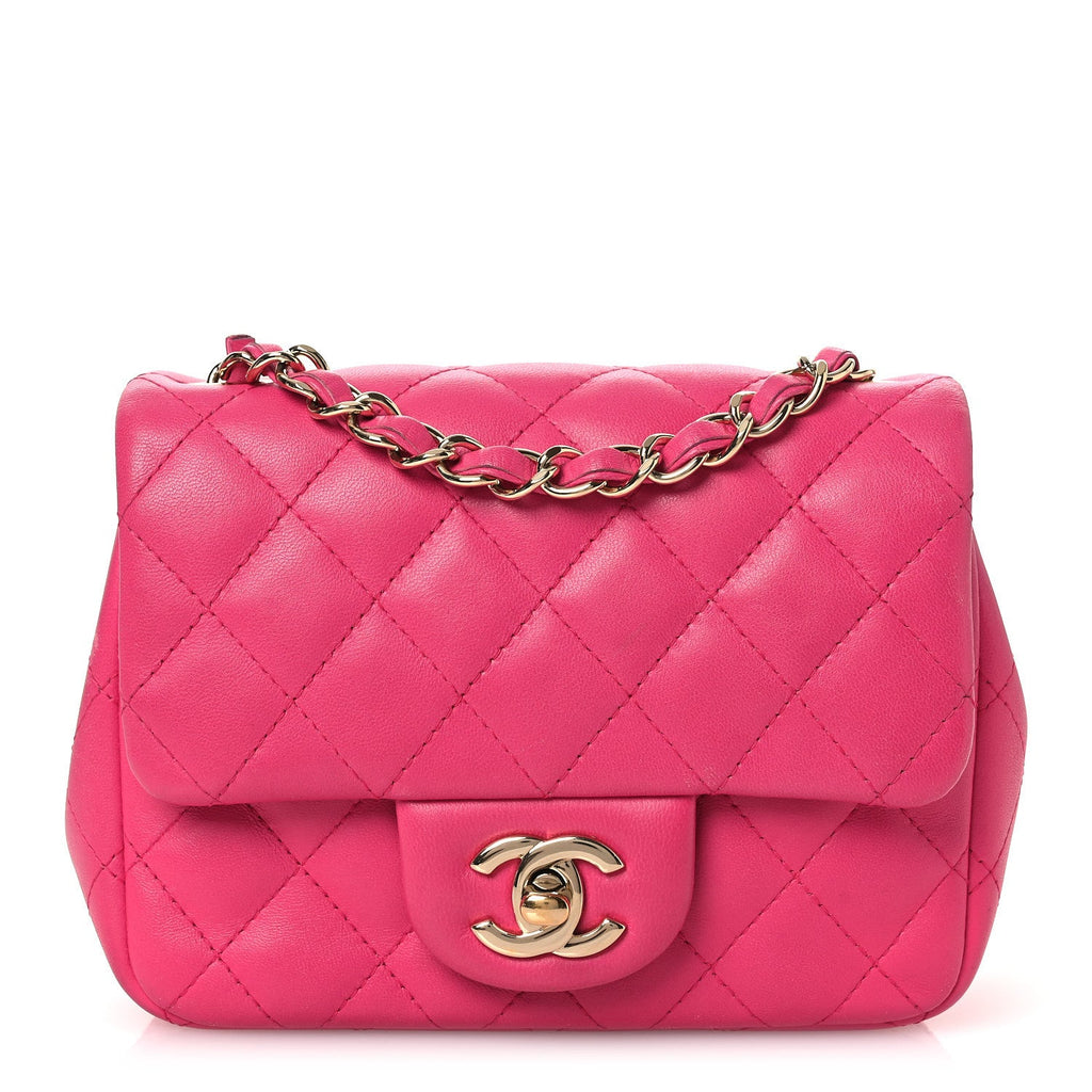 Chanel Lambskin Quilted Mini Square Flap Pink