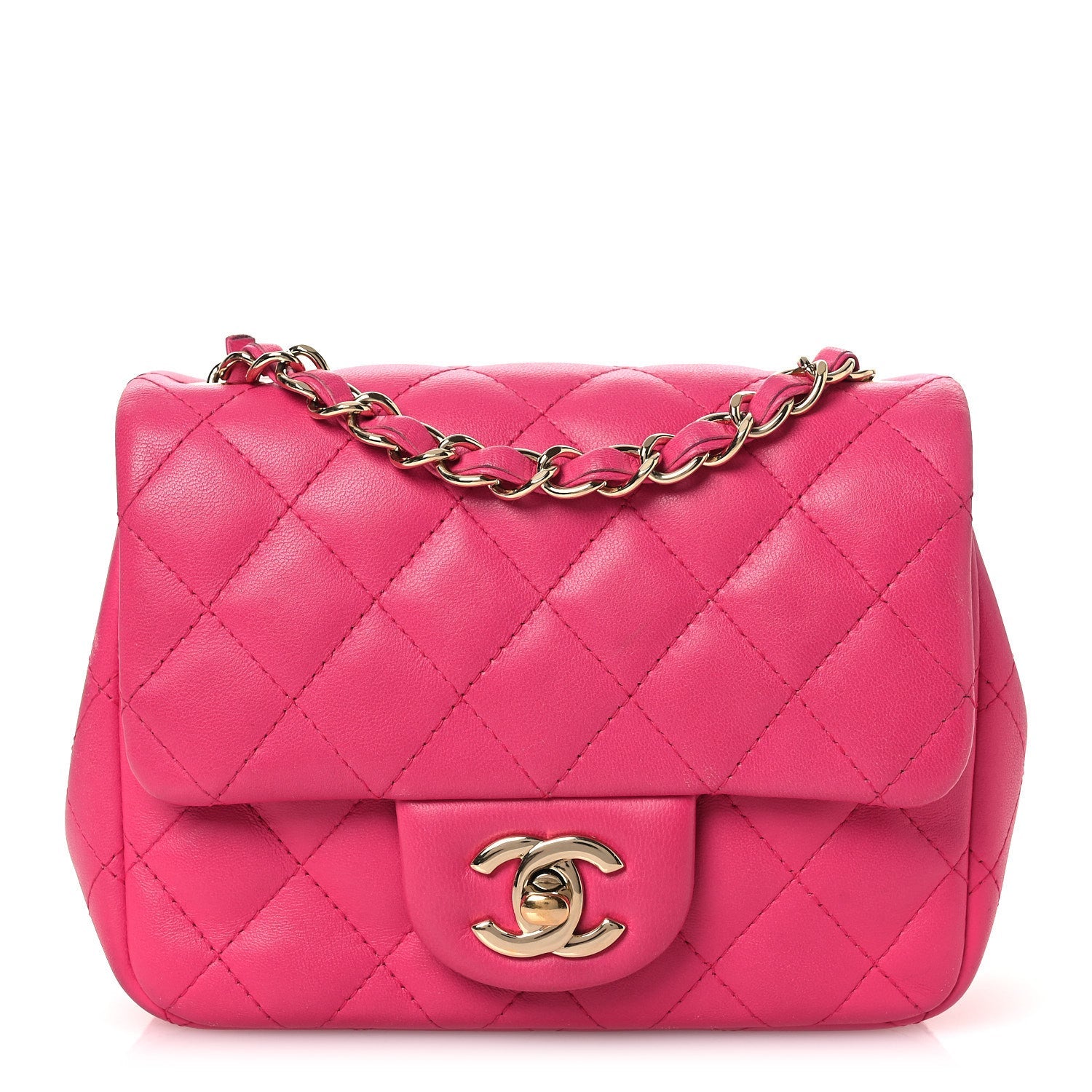 Chanel Lambskin Quilted Mini Square Flap Pink