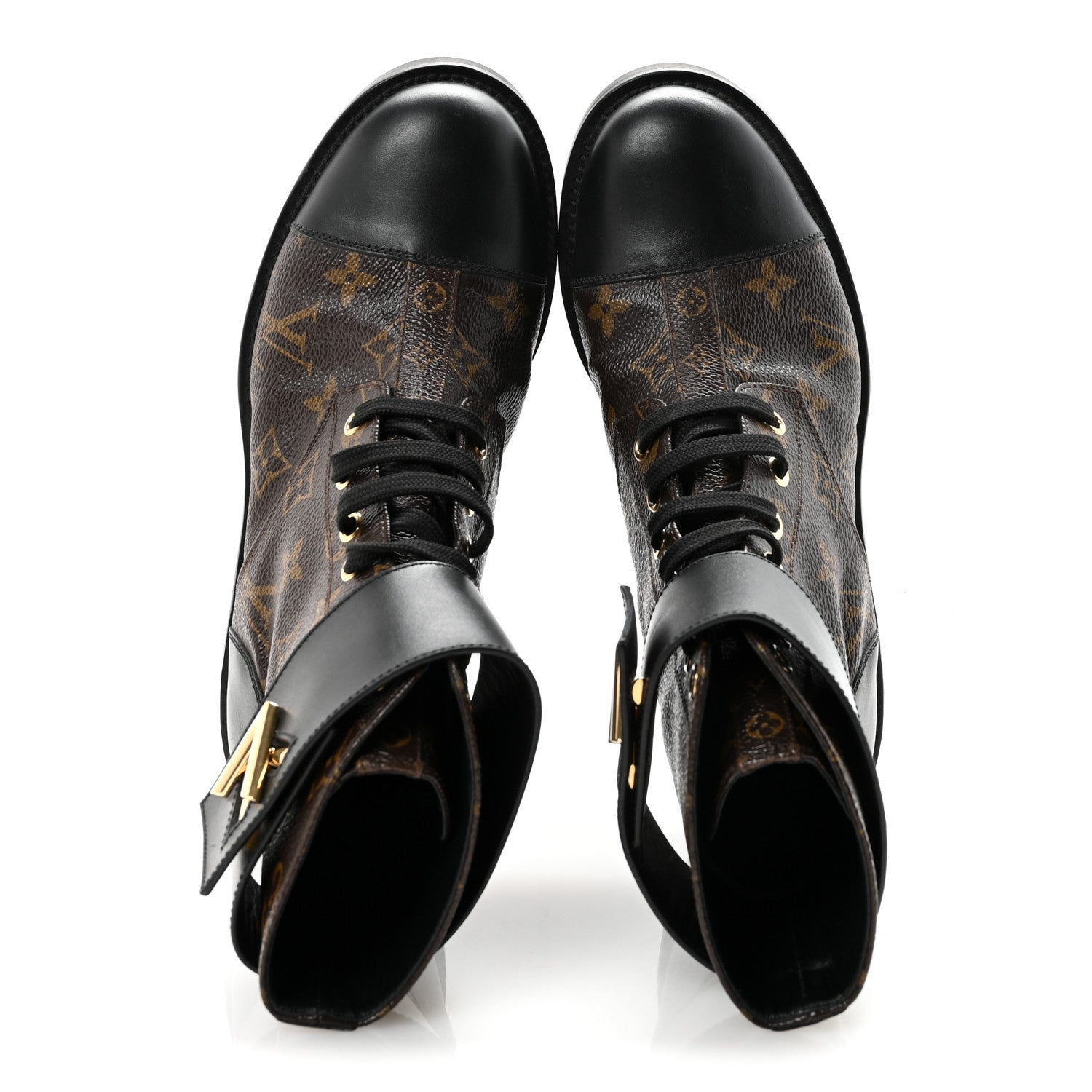 Louis Vuitton Calfskin Monogram Wonderland Flat Ranger Boots 37 Black