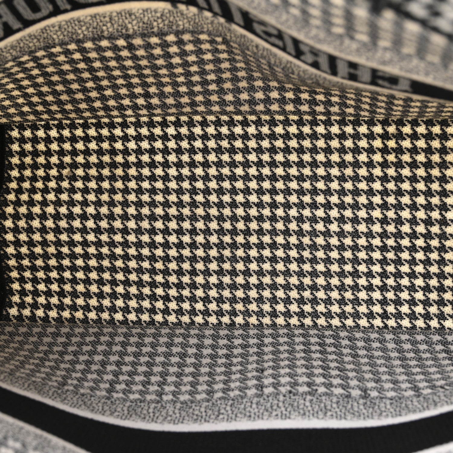 Christian Dior Canvas Houndstooth Embroidered Medium Book  Black White
