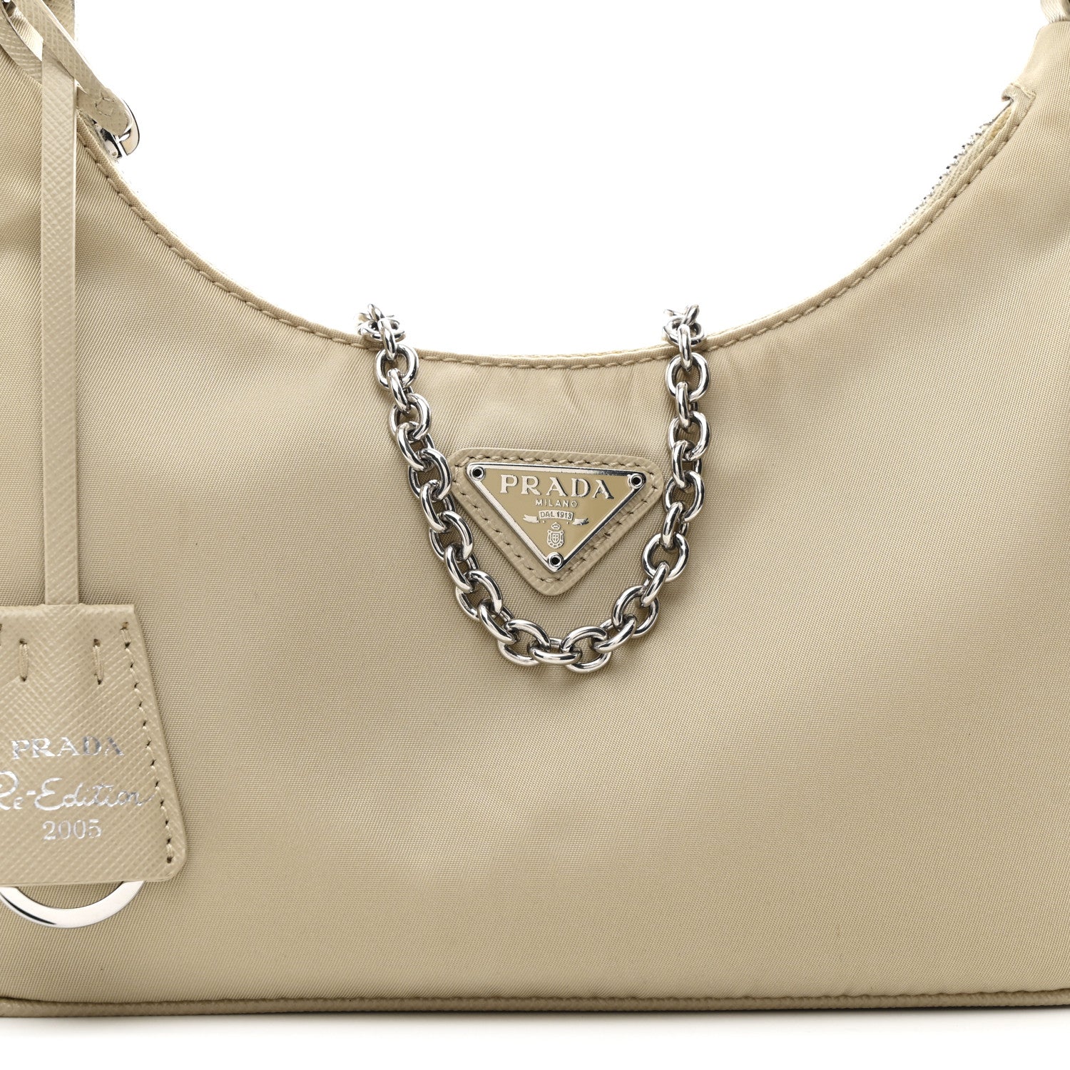 Prada Nylon Re-Edition 2005 Shoulder Bag Cammeo
