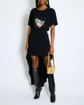 *RUNWAY* Chanel Métiers d'Art 2023 Black Front-Cropped Midi Skirt with Back Gold CC Logo Button Detail Size FR 34 (UK 6)