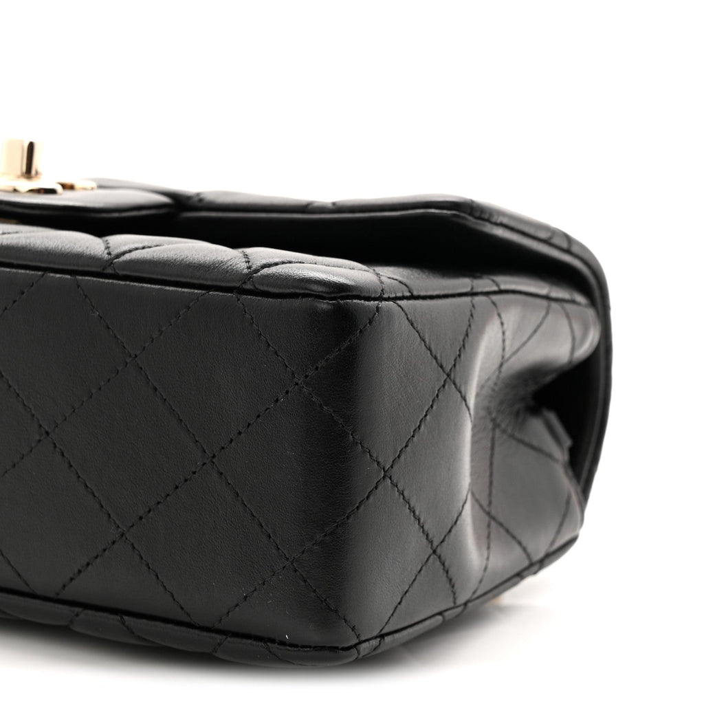 Chanel Lambskin Quilted Mini Rectangular Flap Black