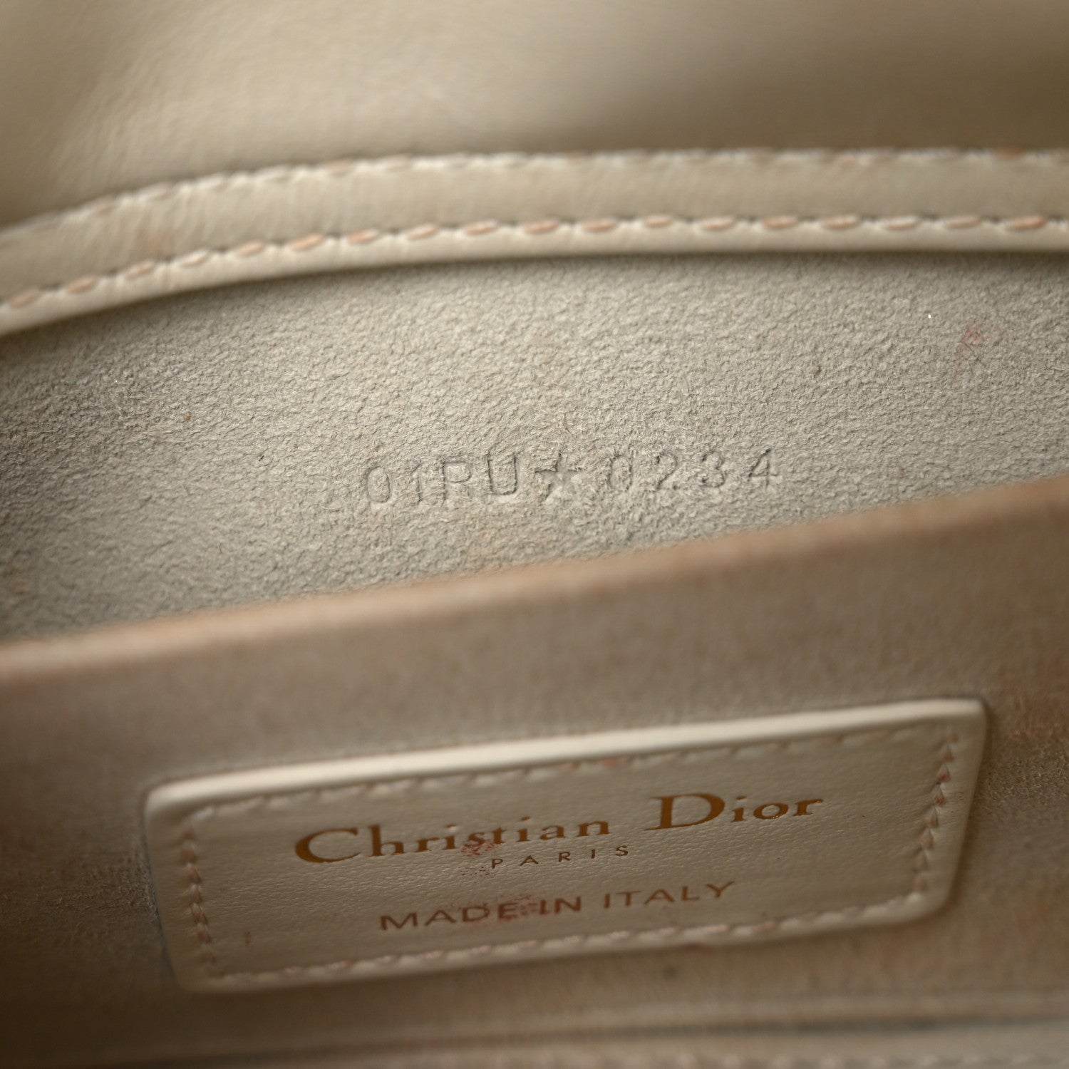 Christian Dior Calfskin Embroidered Small Lady D-Joy White Multicolor