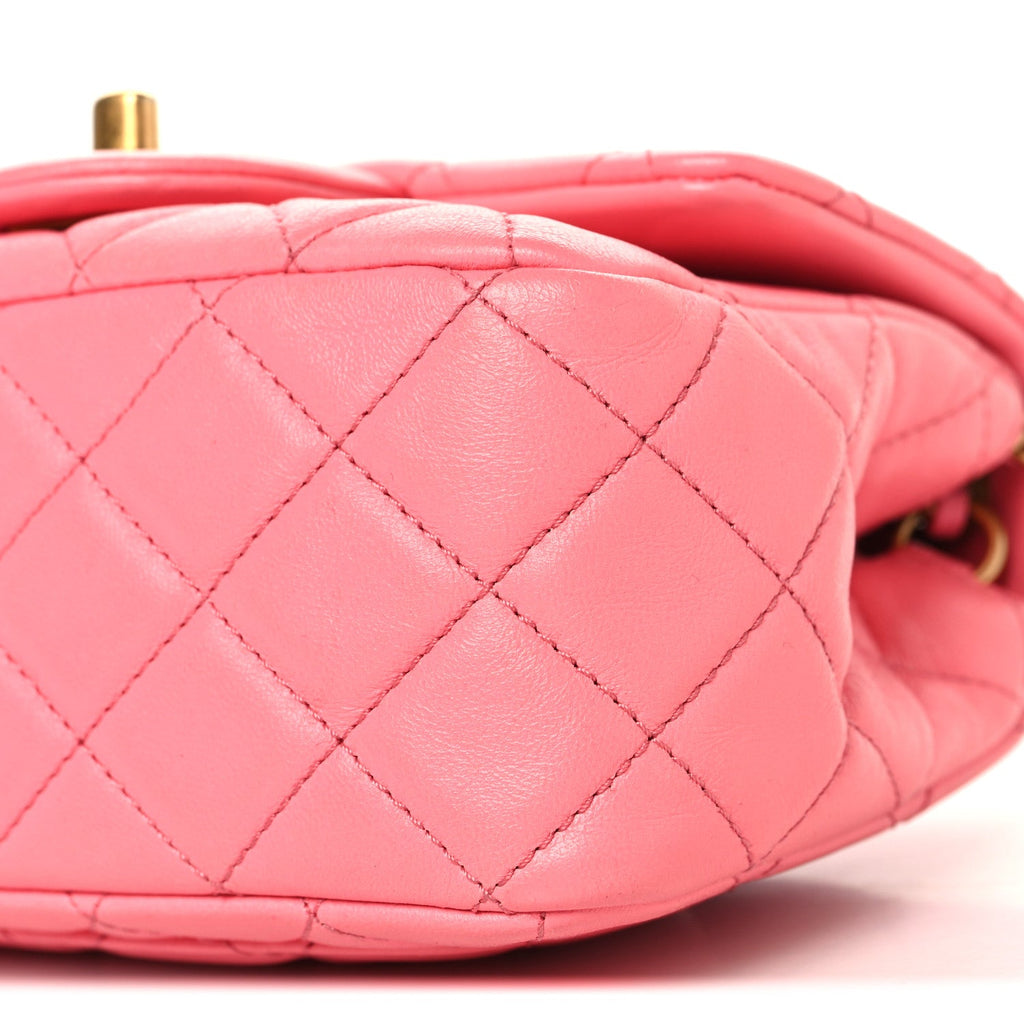 Chanel Lambskin Quilted Mini Pearl Crush Flap Pink