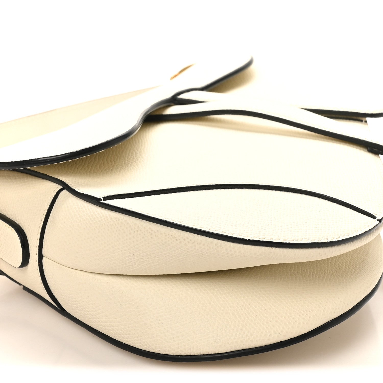 Christian Dior Grained Calfskin Saddle Bag White