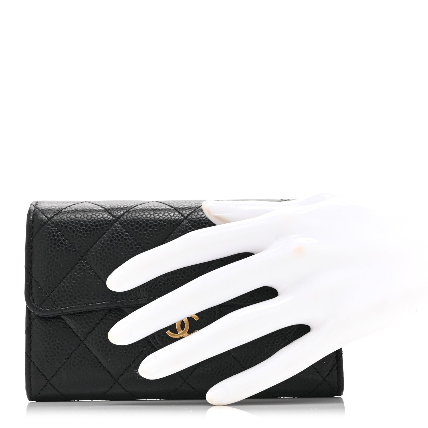 Caviar Quilted Medium Flap Wallet Black