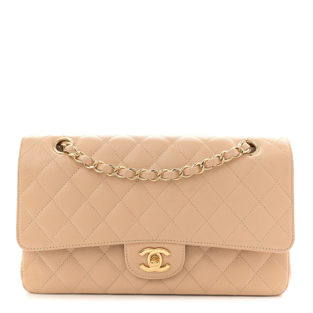 Chanel Caviar Quilted Medium Double Flap Beige