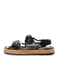 Mesh Patent Calfskin Velcro Dad Sandals 40 Black