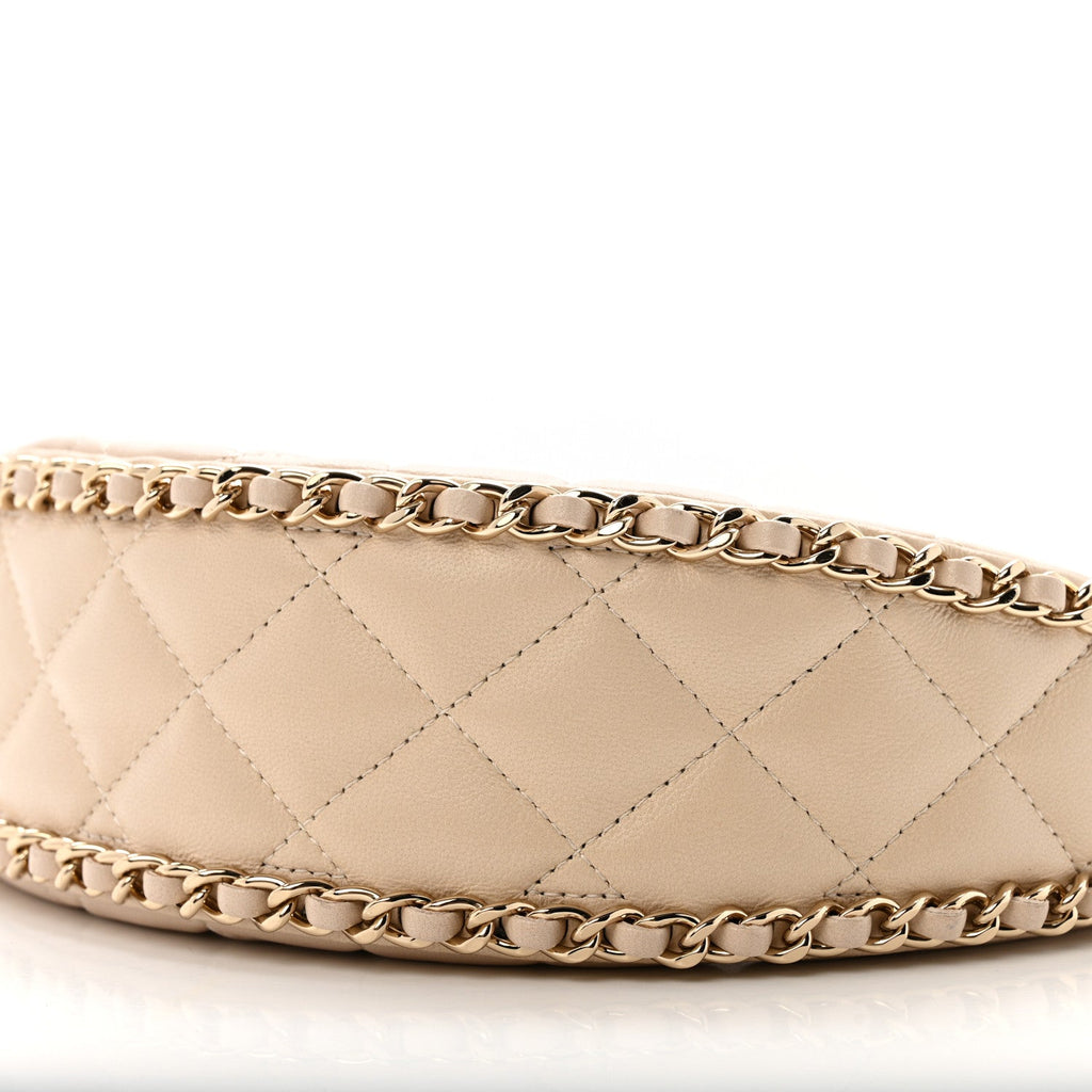 Chanel Lambskin Quilted Small Hobo Bag Light Beige