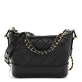 Chanel Aged Calfskin Quilted Small Gabrielle Hobo Black