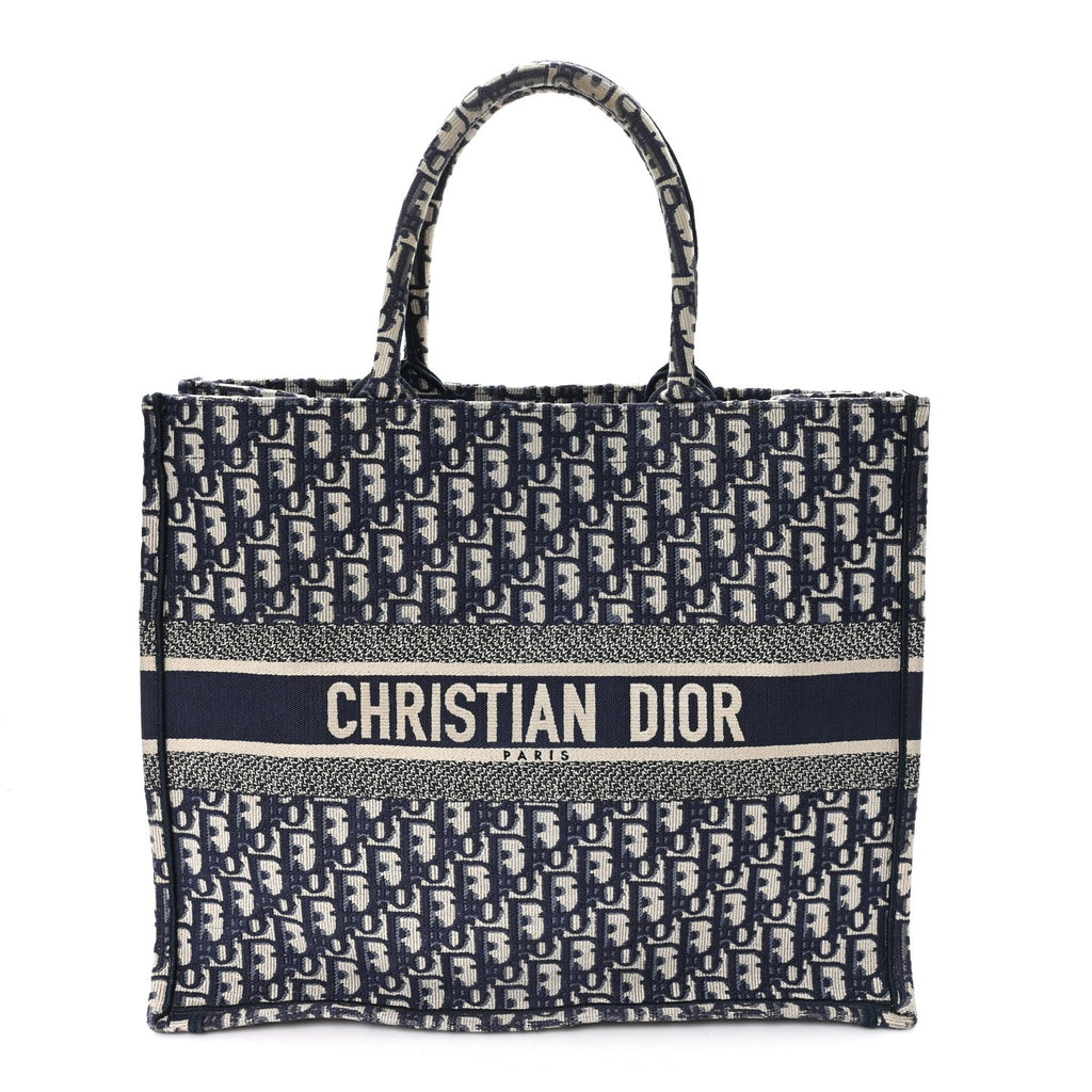 Christian Dior Oblique Large Book Tote Blue Multicolor