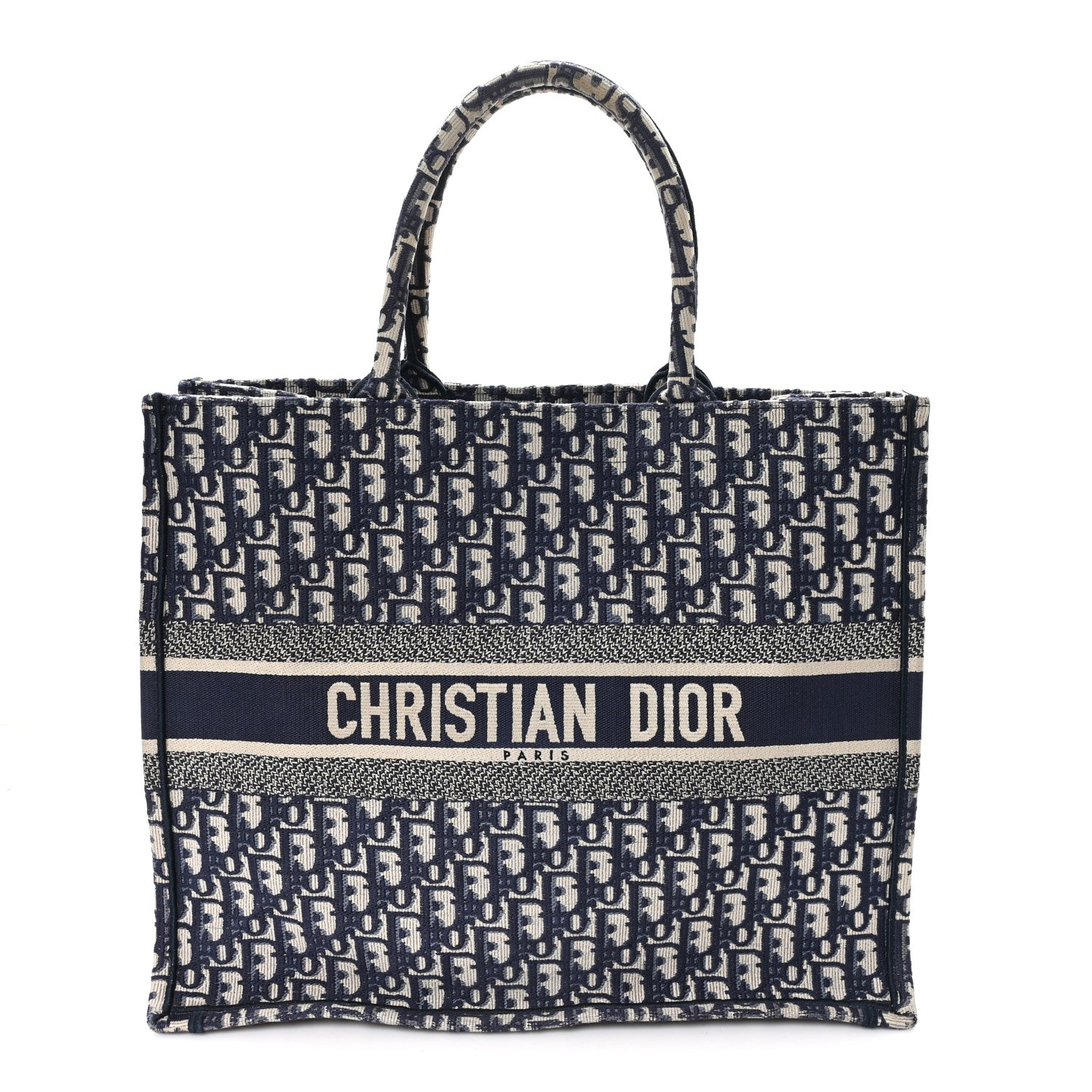 Christian Dior Oblique Large Book Tote Blue Multicolor