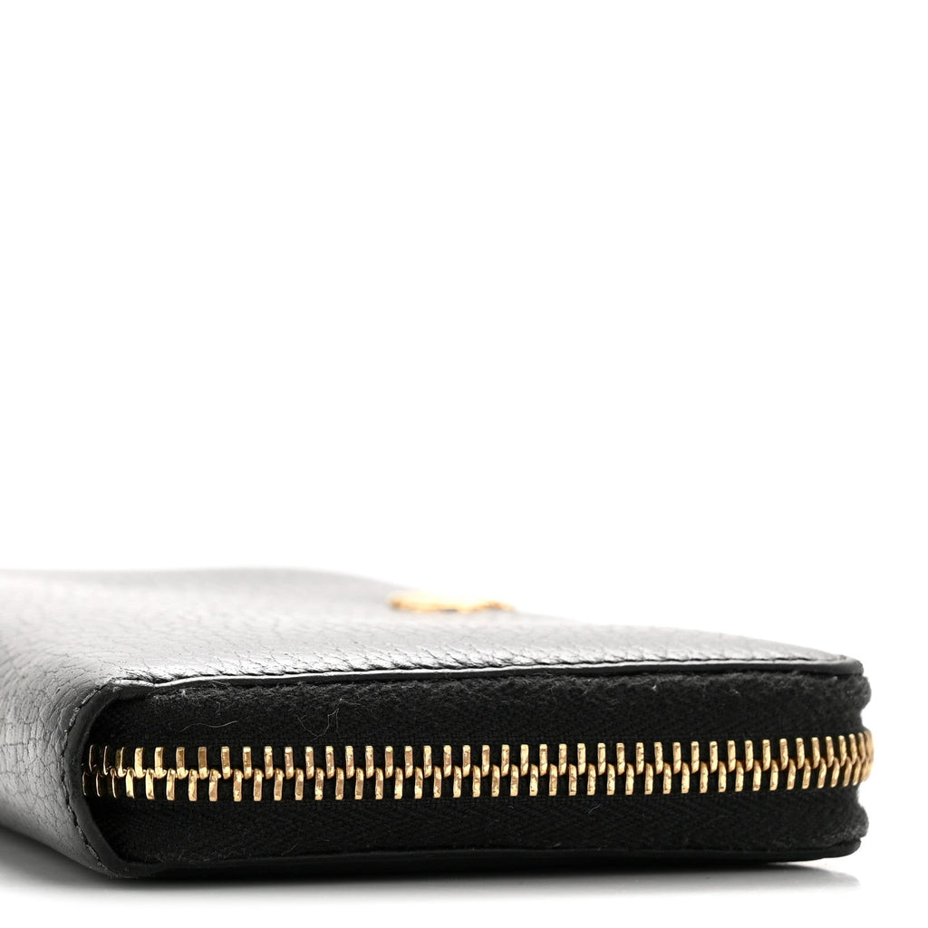 Gucci Dollar Calfskin GG Marmont Zip Around Wallet Black