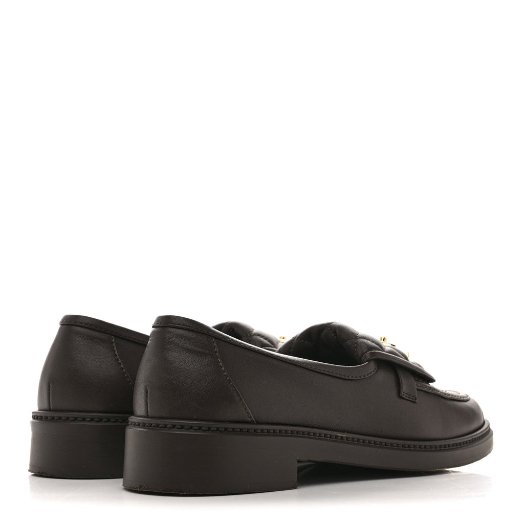Lambskin Quilted CC Turnlock Loafers 40 Dark Brown
