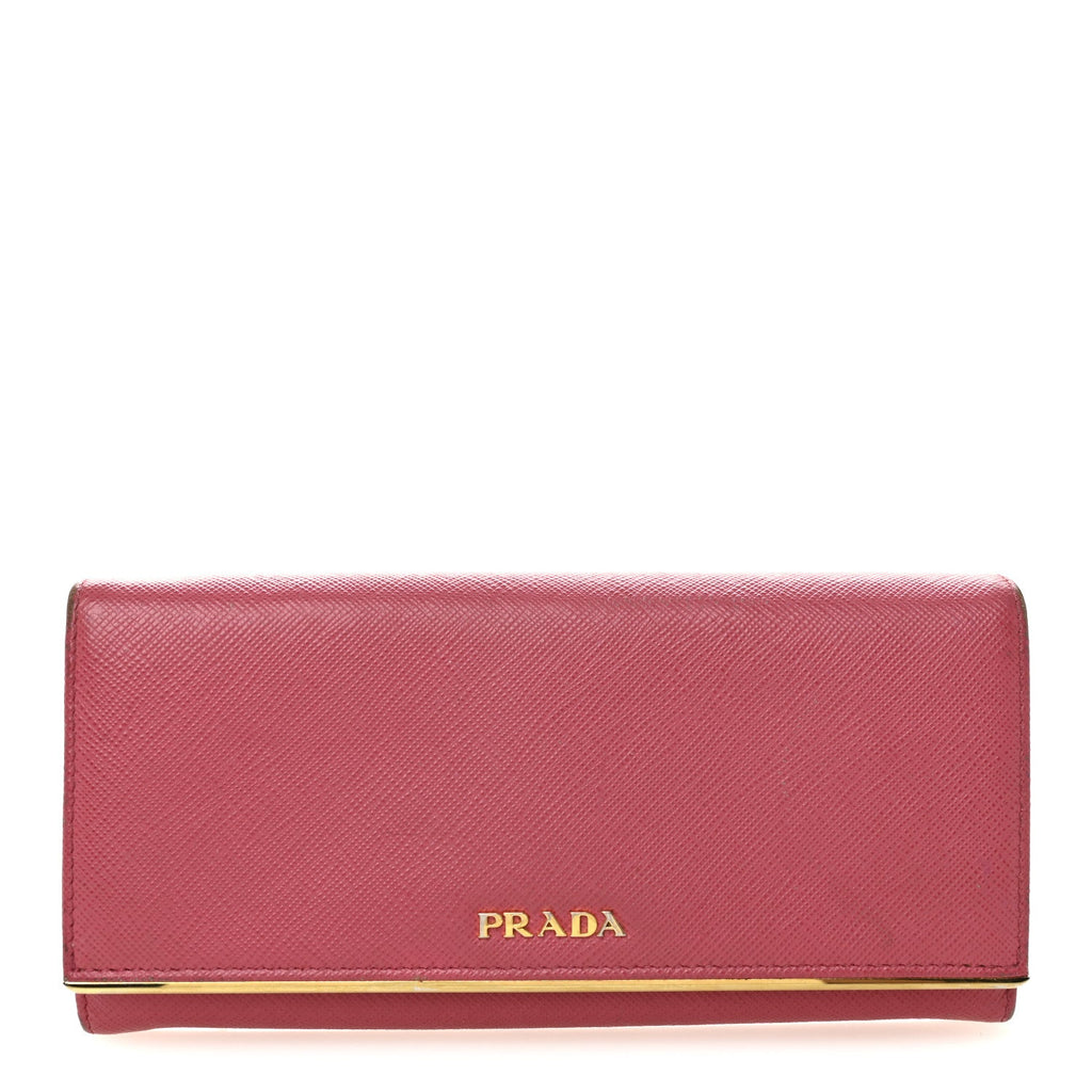 Prada Saffiano Metal Continental Flap Wallet Peonia
