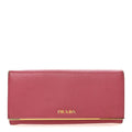 Prada Saffiano Metal Continental Flap Wallet Peonia