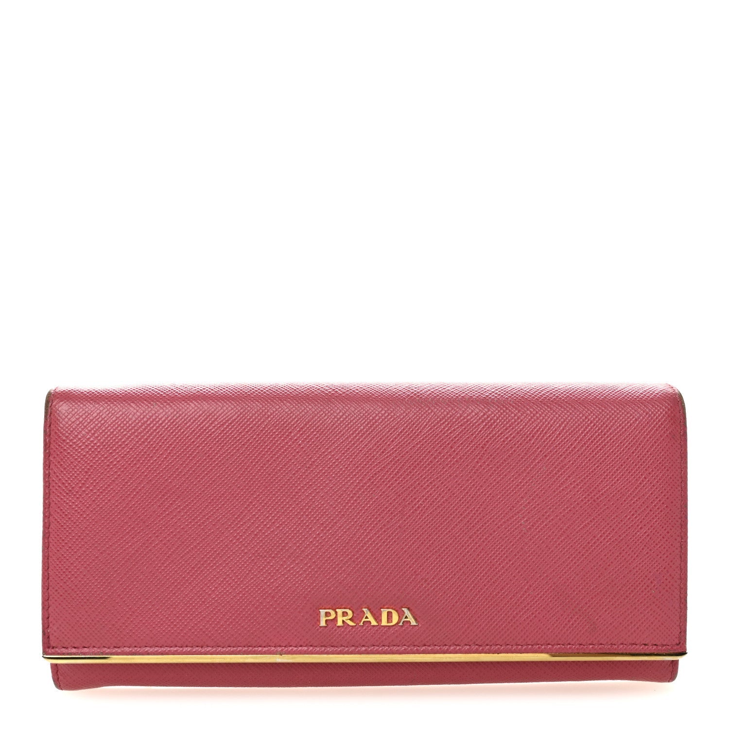 Prada Saffiano Metal Continental Flap Wallet Peonia