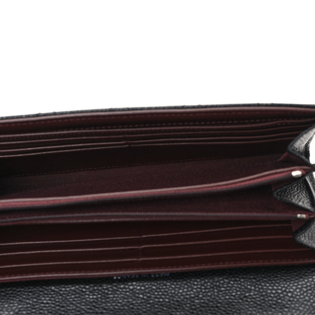 Caviar Quilted Large Gusset Flap Wallet Black