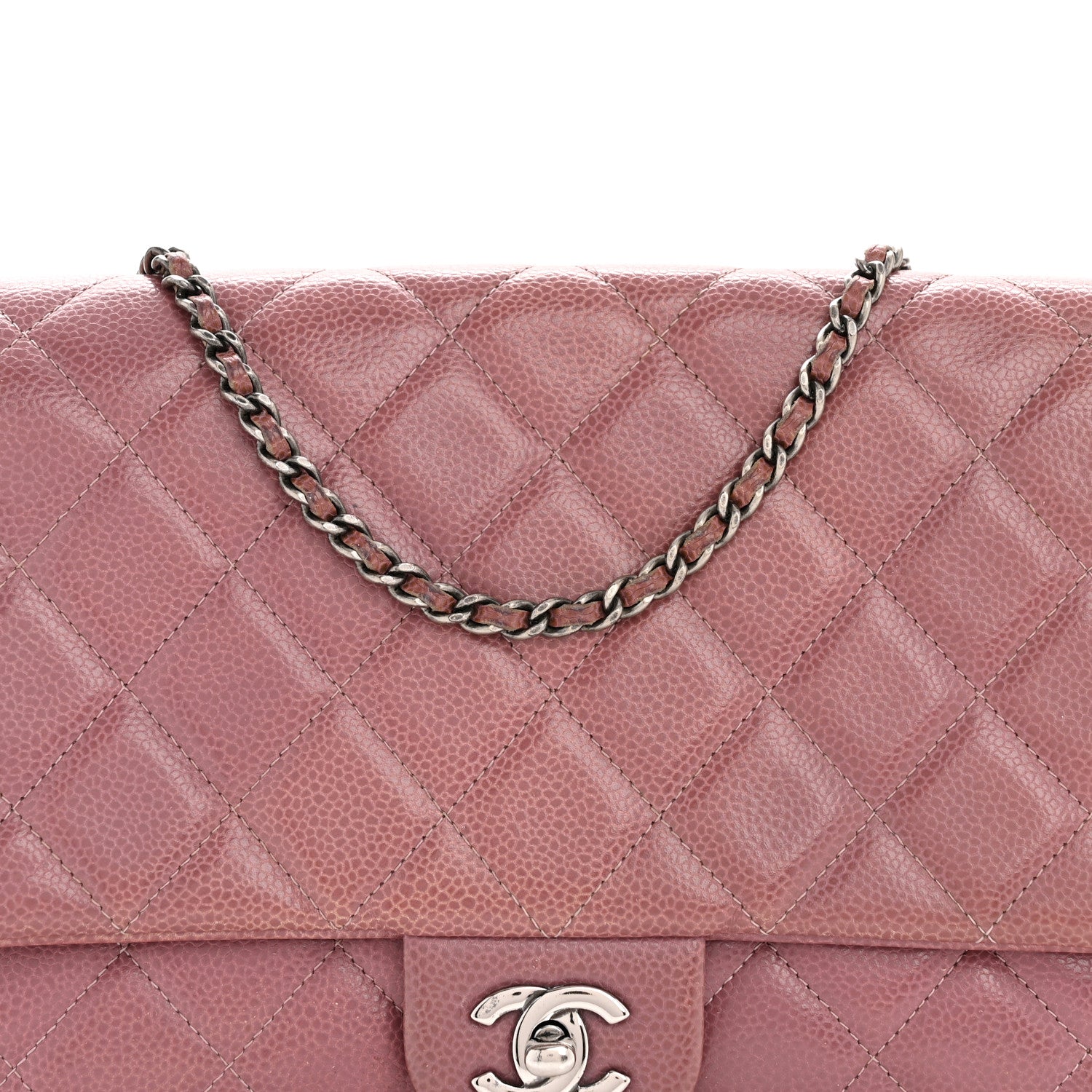 Chanel Caviar Quilted Clutch With Chain Flap Purple