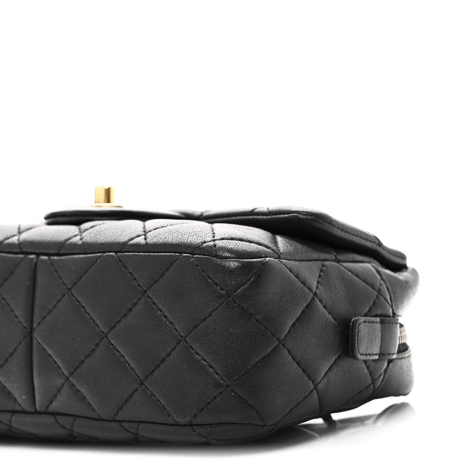Chanel Sheepskin Quilted Trapezio Camera Case Black